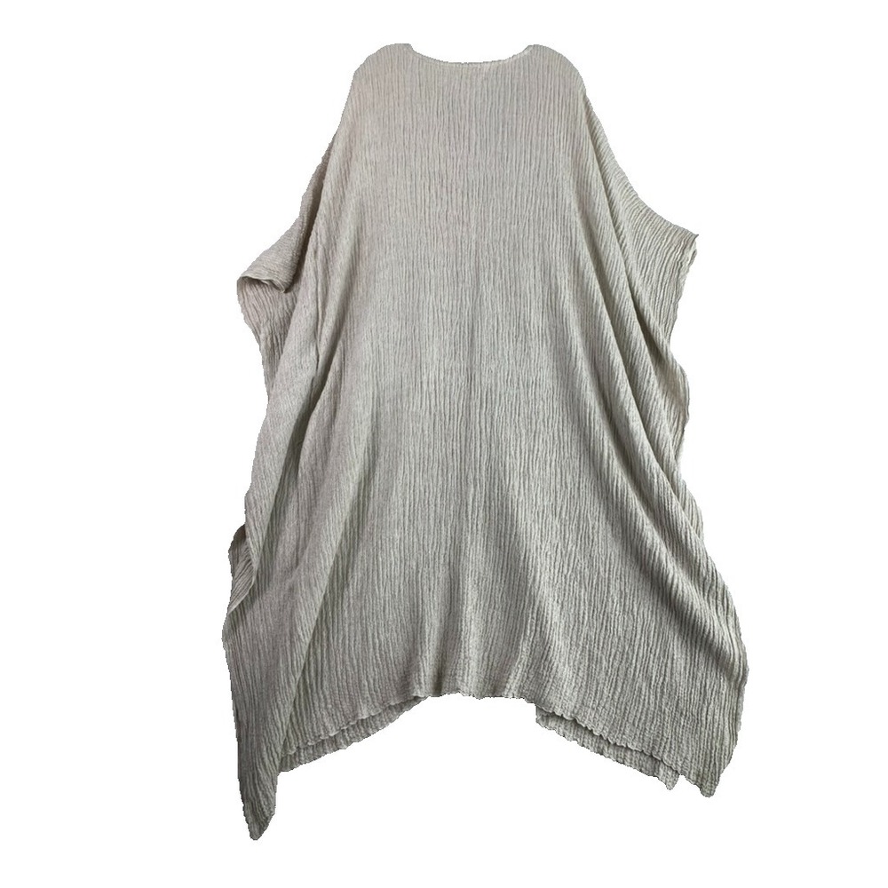 Myrah Penaloza Caftan Dress Women One Size Gray Gauzy Linen Blend Resort Coverup - Picture 10 of 12